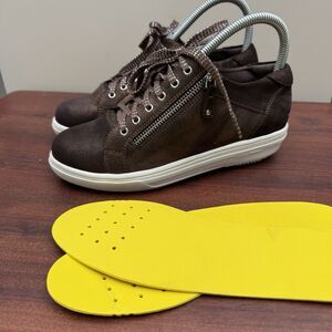 Gravity Defyer GDEFY Leather Walking Shoes Brown Side Zip Women’s US 7 Orthotic